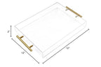 12"x12" Clear Acrylic Serving Tray with Golden Handles, Sturdy Huge Capacity Acrylic Trays for Coffee, Juice, Kitchen and Desk Organizer, Storage Tray (12"x12") - size: 12" x 12" x 2"