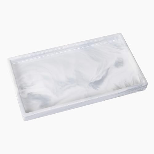 Bathroom Vanity Tray - 11'' Ceramic Rectangle Countertop Tray, Heavy-Duty Perfume Organizer Plate, Jewelry Ring Tray, Kitchen Soap Dispenser Stone Trays, Marble White - color: Marble White