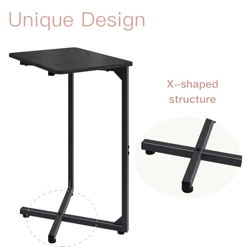 NEFROM C-Shaped End Table, Small Couch Side Table, Sofa TV Tray Table for Living Room, Bedroom, Bedside ET-X-BKW1 - color: Black