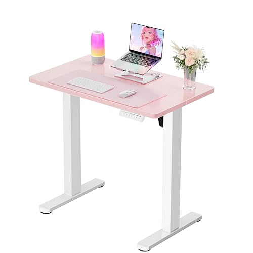 ErGear Height Adjustable Electric Standing Desk, 31 x 19 Inches Sit Stand up Desk, Memory Computer Home Office Desk, Pink - color: Pink, size: 31.5 X 18.9 Inches