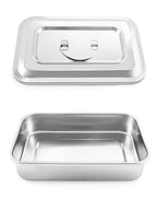QWORK 201 Stainless Steel Instrument Tray Organizer Holder with Lid and Handle Grip for Lab Science Instruments, 9.5" x 6.3" x 2"