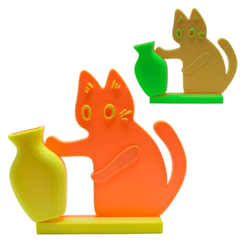 Cat Push Flower Vase for Home Decor Cute Vases for Table Room Decor Unique Lollipop Vases for Women (Small Glow Orange Yellow) - size: Small Glow Orange Yellow