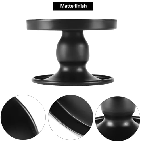 QWORK Black Metal Candle Holders for Pillar & Taper Candles, Set of 2 Small Candle Stick Holders