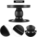 QWORK Black Metal Candle Holders for Pillar & Taper Candles, Set of 2 Small Candle Stick Holders