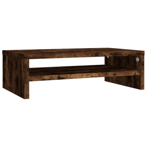 Compact Monitor Stand for Home Office Desk, Modern Monitor Stand for Living Room Decor, Engineered Wood with Minimalist Design, Smoked Oak for Workspace Organization