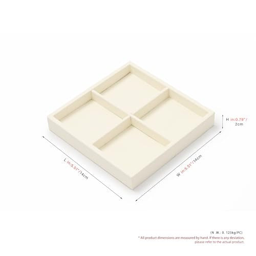 Oirlv Microfiber 4 Grids Stackable Jewelry Display Trays Showcase Jewelry Organizer Storage Trays(Beige) - color: 4 Grid P13414