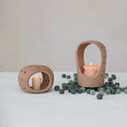 Creative Co-Op Handmade Terracotta Candle Holder with Cutouts - size: 6"L x 5"W x 5"H