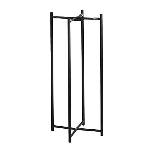 Amazon Basics Two-Tier Indoor Outdoor Metal Round Plant Stand for Multiple Plants, Rustproof Flower Holder with Plant Shelf, Black