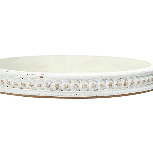 Creative Co-Op Round Decorative Wood Tray with Hobnail Edge, White - color: White, style: Tray