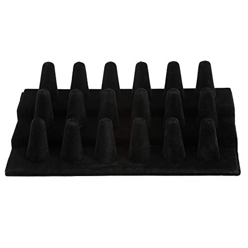 Foraineam 2 Pack Finger Ring Display Black Velvet 18 Slot Jewelry Counter Showcase Storage Organizer Holder