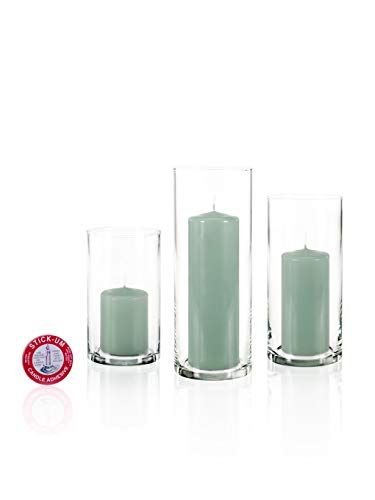 yummi Set of 12 Slim Pillars and Cylinder Vases - Sage - color: Sage