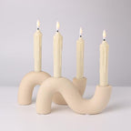 Ceramic Candle Holder Set of 2,Modern Taper Candlestick Holder for Dining Table Living Room Wedding Decor,White Candelabra for 2 Taper Candles
