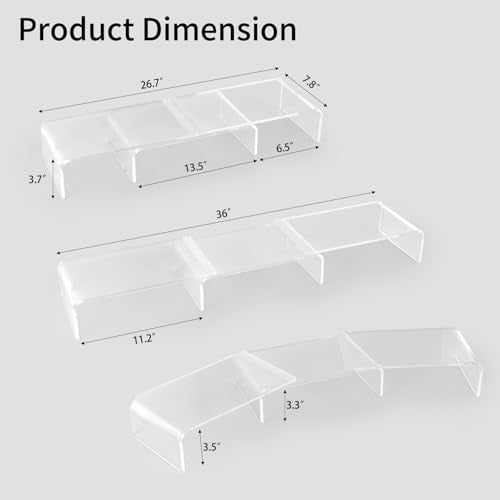 LEKETREE Acrylic Monitor Stand , Clear Monitor Stand for Desk, Computer Accessories for Home Office, Desk Organizer Shelf for Laptop, PC, Multi Media and more - color: Clear