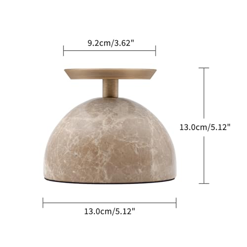 Stone Candle Holder Decor for Pillar Candles, Modern Candle Plate Holder for Entry Way Table Home Decor, Antique Brass Finish Centerpiece Table Decorations, Perfect for Rings and Trinkets - color: Light Emperador