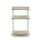 Furinno JUST Side Table, 3-Tier End Table, Open Shelves Night Stand, Bedside Table, Toolless Assembly, for Living Room, Bedroom, Bathroom, Sonoma Oak - color: Sonoma Oak/White, size: 3-Tier, Round Pole, style: 1-Pack