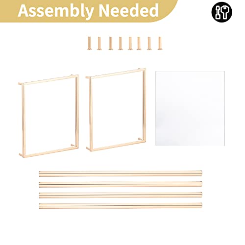 NUPTIO Gold Metal Rectangular Vase, 2 Pcs 15.75 inches Tall, Elegant Floral Centerpiece for Wedding, Housewarming, Mother's Day, Birthday, Anniversary, Party Decorations - size: 15¾ inch Tall