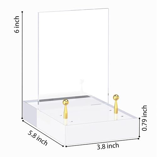 SVENJBB Acrylic Easel Display Stand with Adjustable Gold-Toned Pegs – Crystal Clear Acrylic with Floating Appearance, Ideal for Photos, Cookbooks, Invitations, and Plates, 1Pack