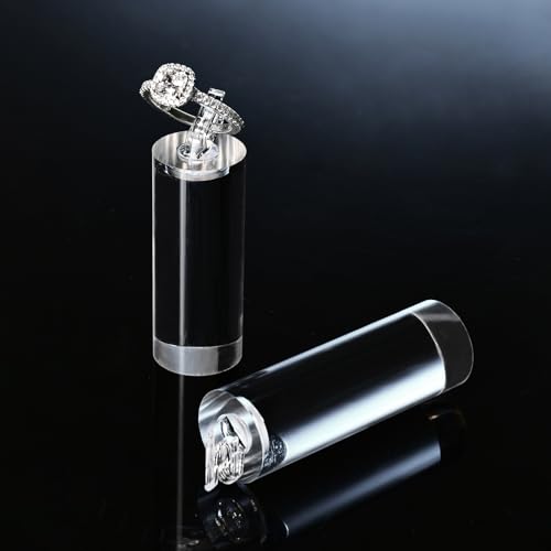 Oirlv Acrylic Jewelry Display Stand Ring Showcase Display Holder 7 PCS Rings Stand (Transparent) - color: Transparent