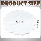 Newtay 12 Inches Marble Cutting Board Round Marble Tray White Scalloped Board with Non Slip Decorative Pastry Tray for Kitchen Pizza Cake Bread Baking Cheese Display