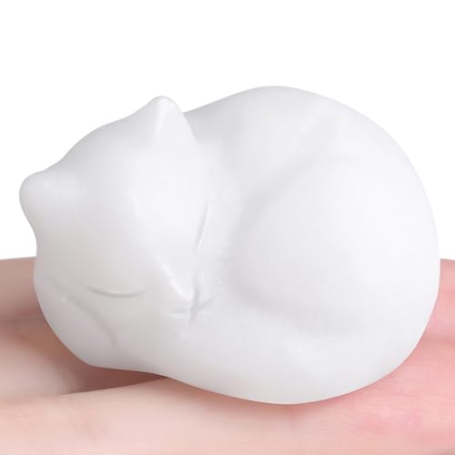 LAIDANLA White Jade Cat Healing Crystals Figurine Sleeping Cat Hand Carved Cute Statue Polished Stone Sculpture Reiki Office Room Bedroom Desk Home Decoration Gifts 1.6" - color: N-white Jade