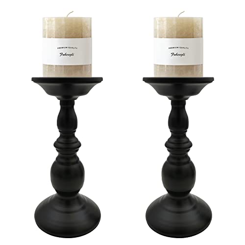 Pillar Candle Holders Stands Set of 2, Candle Holders for Pillar Candles Decorative Candlestick Holder for Fireplace, Home Decor, Dinning, Party, Wedding, Matte Black, 8.7'' - 2Pack - size: Pillar Candle Holders 8.7" & 8.7"