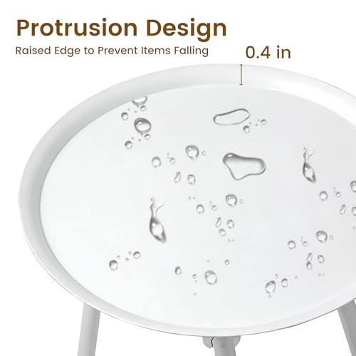 Plant Stand Indoor Outdoor, 11'' Round Black Mid Century Single Plant Table, 3-Leg Small Metal Plant Holders Flower Pot Stand, Modern Round Small Side End Table with Raised Design (White) - color: White