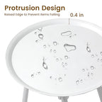 Plant Stand Indoor Outdoor, 11'' Round Black Mid Century Single Plant Table, 3-Leg Small Metal Plant Holders Flower Pot Stand, Modern Round Small Side End Table with Raised Design (White) - color: White