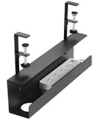 ZhiYo 16.5in Steel Cable Management Under Desk Tray, Large Clamp-On Under Table Cord Hider Tray, No Drill Cable Organizer for Desk, Wire Management Raceway, Black Rack, W3in x H4.7in - size: 16.5in L - Clamp-On