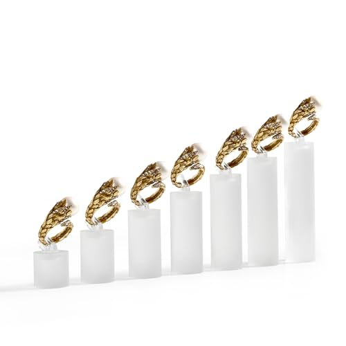 Oirlv Acrylic Jewelry Display Stand Ring Showcase Display Holder 7 PCS Rings Stand (White Frosted) - color: Transparent Frosted