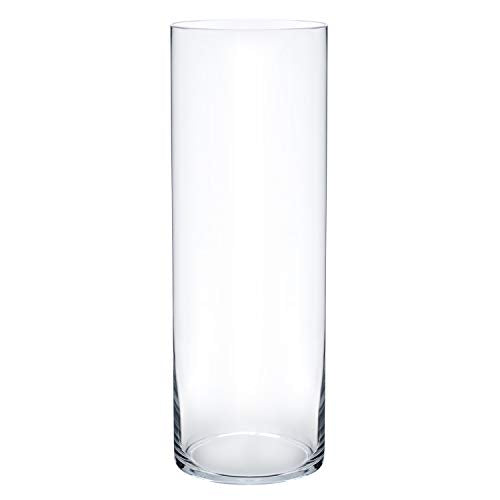 Royal Imports Flower Glass Vase Decorative Centerpiece for Home or Wedding - Cylinder Shape (4" Wide x 14" Tall, Clear) - size: 4" wide x 14" tall