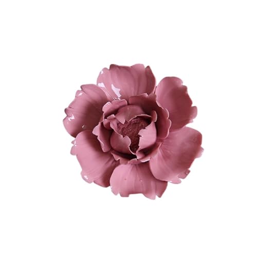 Handmade 3D Ceramic Wall Art Hanging Sculpture Pink Flower Wall Decor for Living Room Bedroom and Bathroom Red Peony 2.75'' (Small) - color: Pink, size: Small
