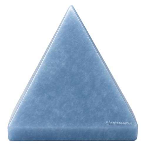 Amazing Gemstone Angelite Pyramid Crystal Healing Stones - 2" Great Pyramid Figurine of Natural Stone Pyramid for Meditation, Reiki, Chakra Balancing and Crystal Pyramids Grid - color: Angelite