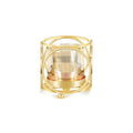 Gold Hurricane Candle Holder with Metal Frame & Windproof Glass Lid, Geometric Cutouts for Weddings, Parties, Home Decor - size: Small