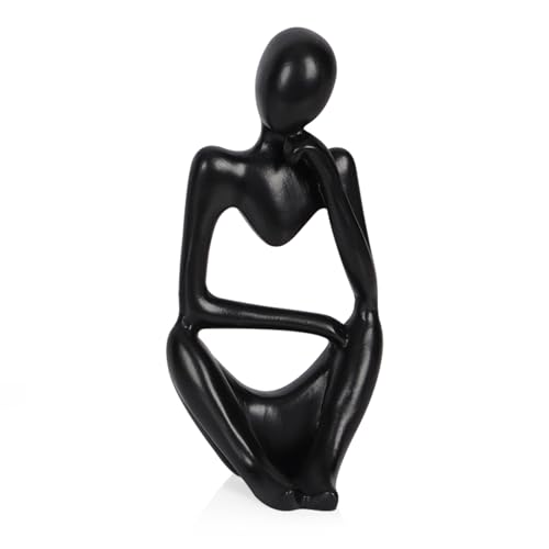 Sandstone Resin Thinker Style Abstract Sculpture Statue Collectible Figurines Home Office Bookshelf Desktop Decor (Small Black, Right) - color: Small Black, size: Right 1pc