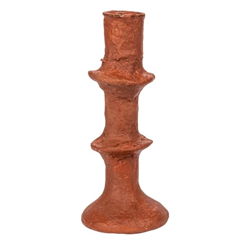 Creative Co-Op Round Dcorative Handmade Paper Mache Taper Holder, Terra-Cotta