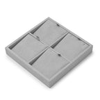 Microfiber 4 Slots Jewelry Pendant Display Tray Jewelry Necklace Organizer Display Tray(Gray) - size: 5.49" x 5.5" x 0.78"