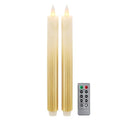 Flameless Taper Candles Flickering with Remote and Timer, 3D Moving Flame Taper Candle Battery Operated to 400 Hours, 9 Inch Window Candles, (Gradient Gold-Vertical Stripes) - color: Gradient Gold-Vertical Stripes