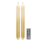 Flameless Taper Candles Flickering with Remote and Timer, 3D Moving Flame Taper Candle Battery Operated to 400 Hours, 9 Inch Window Candles, (Gradient Gold-Vertical Stripes) - color: Gradient Gold-Vertical Stripes