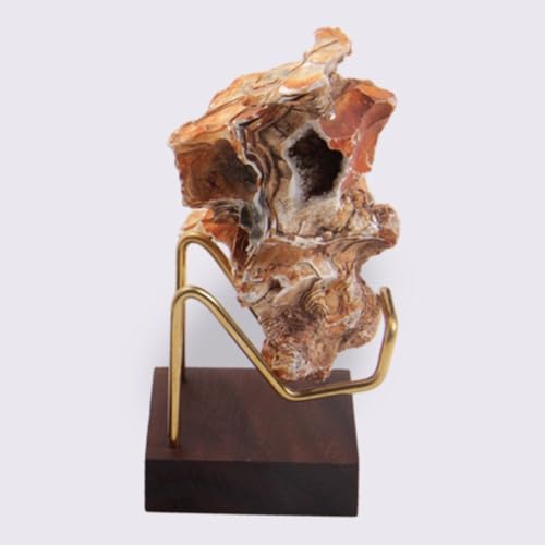 Crystal Display Stand Metal Arms Small Display Stand with Wooden Base Geodes Agate Mineral Easel Holder for Collectibles - color: Style 1