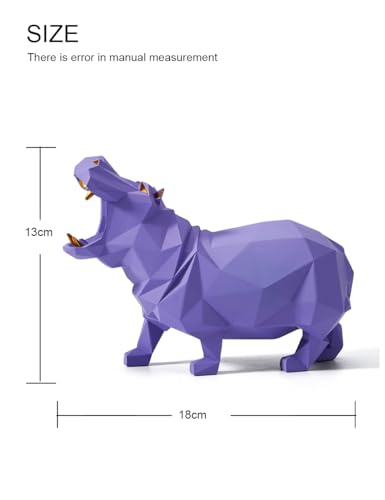 HAUCOZE Hippo Statue Animal Sculpture Figurine Modern Home Decor Table Art Gift for Bedroom Living Room Purple Polyresin 7.1 Inch - color: Purple