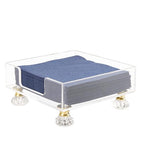 Acrylic Napkin Holder with Feet, LUVCOSY Acrylic Cocktail Napkin Holder, Clear Napkin Tray, Unique Crystal Feet Design, Napkin Dispenser for Table, Bar, Kitchen, Dining Room, 7x7 Inches - Square - color: White, size: Square