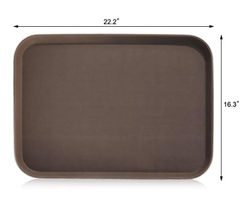 New Star Foodservice Restaurant Grade Non-Slip Tray, Plastic, Rubber Lined, Rectangular (Brown, 16-Inch x 22-Inch) - color: Brown, size: 16-Inch x 22-Inch