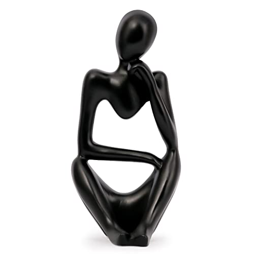 INNOLITES Resin Statue Thinker Style Decoration Abstract Sculptures Collectible Figurines for Home Decor Modern Office Shelf Desktop (Black-Right) - color: Black-right