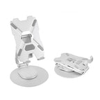 All-Metal Cell Phone Stand 360° Rotatable & Height Adjustable - 25KG Super Load-Bearing, Foldable Desk Stand for Phone, Compatible with iPhone 17/16/15/14, Kindle eBook, Silver - color: D-Quad-Fold - Silver