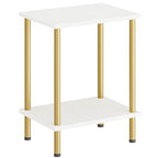 HOOBRO End Table, Small Side Table, Nightstand with 2-Layer Storage Shelves, Sofa Table for Small Spaces, Living Room, Bedroom, Stable Frame, Easy Assembly, White and Gold DW09BZ01 - color: White + Gold