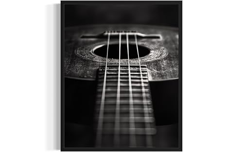 Guitar Art Music Poster - Musical Instrumental Wall Art Print - Black and White - Photography Musical Art - Bedroom or Office Living Room Decor 137 (Guitar, 16 x 20 inches, Unframed) - color: Guitar, size: 20"L x 16"W
