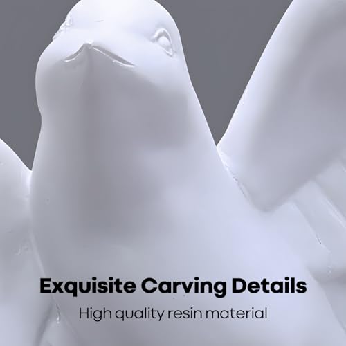 3 Pcs Swallows Bird Wall Sculpture, 3D White Birds Sparrows Swallows Decor, Outdoor/Indoor Peace Peace Dove Bird Figurines for Home, Garden and Patio (White)