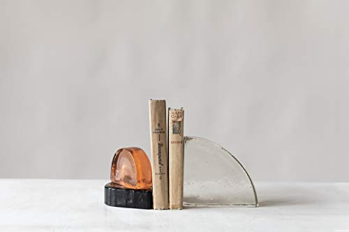 Creative Co-Op Decorative Geometric Glass Block Bookend, Clear - color: Clear