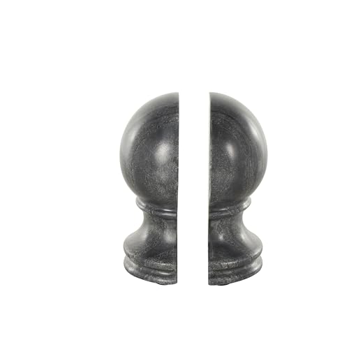 Deco 79 Marble Globe Decorative Bookends Sleek Orb Non Skid Bookends, Set of 2 Office Bookends2 W, 7" H, Black - color: Black, size: 2"W, 7"H