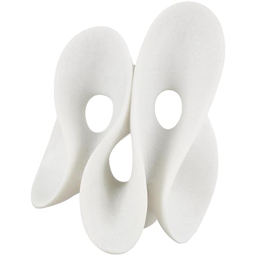 Deco 79 Polystone Abstract Decorative Sculpture Wavy Shaped Home Decor Statue with Cutouts and Speckled Texturing, Accent Figurine 9" x 7" x 12", White - size: 9" x 7" x 12"